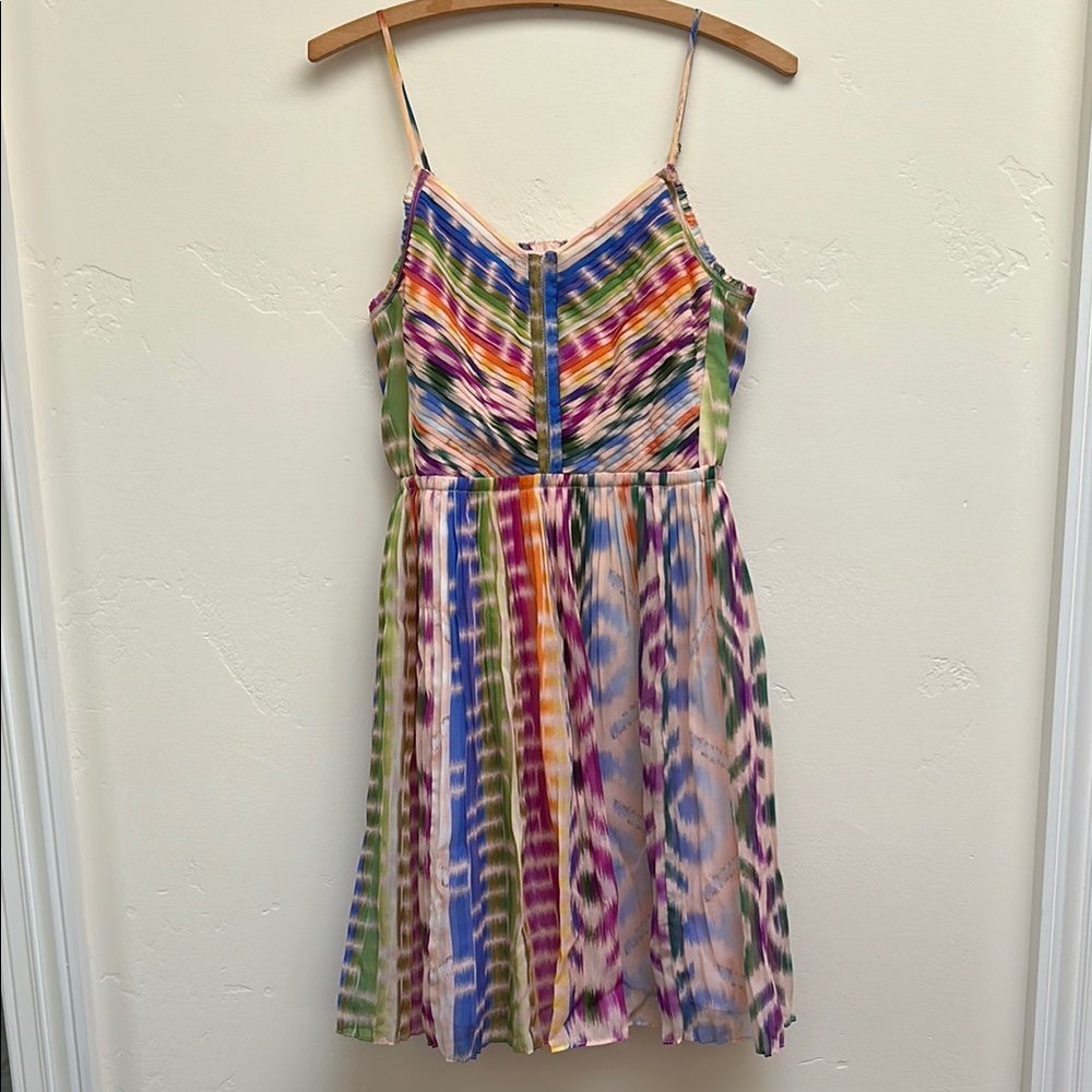 Madewell Colorful Silk Pleated Dress